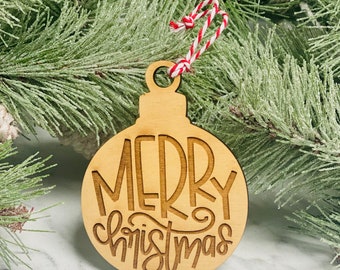 Merry Christmas Wood Ornament| Engraved Christmas Ornament