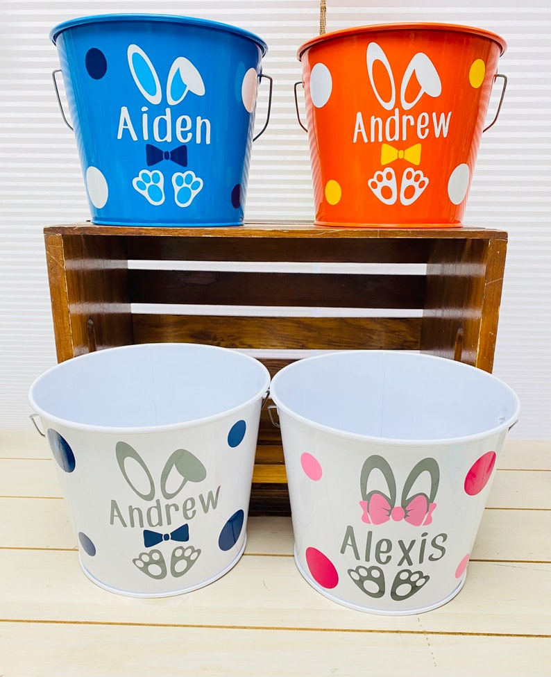Metal Easter Buckets Personalized Etsy