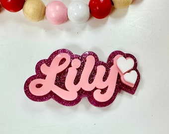 Valentines Day Name Hair Clips| Girls Hair Clips| Valentines Hair Clips| Valentines Day Gifts For Girls| Custom Name Hair Clips