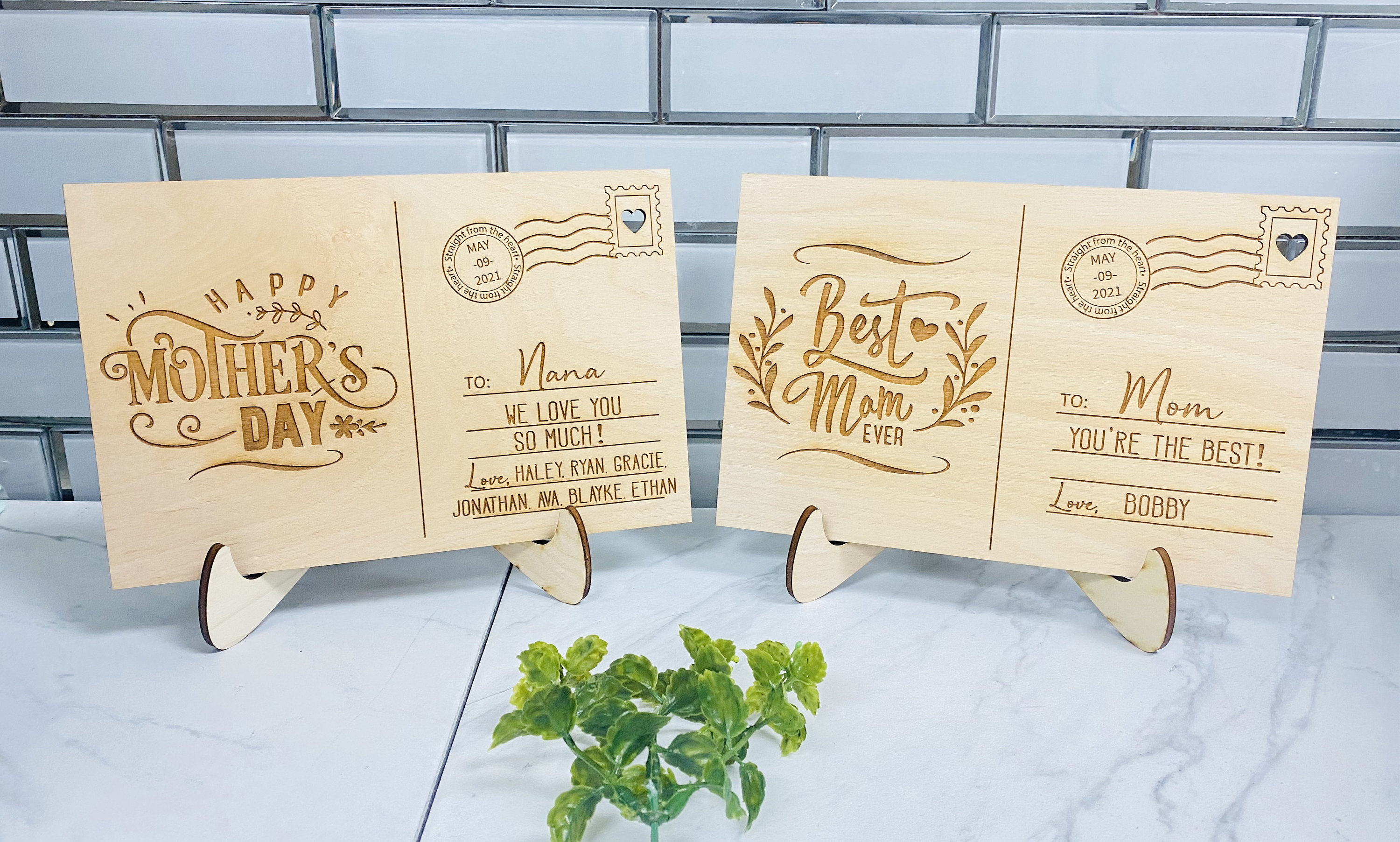 Mothers Day Post Card Laser Engraved Personalized Gift Etsy