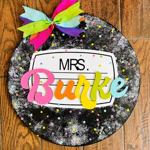 Teacher Wood Sign Door Hanger Composition Book Door Hanger Circle Door ...