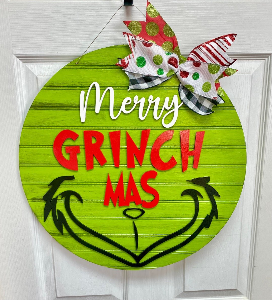 Grinch Signmerry Grinchmas Wooden Circle Door Hanger 20 Christmas Door