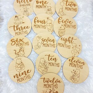 Pooh Bear Baby Milestone Circle Photo Props |Winnie the Pooh| Baby Props| Newborns| Baby Circles| Laser Engraved| Set of 13