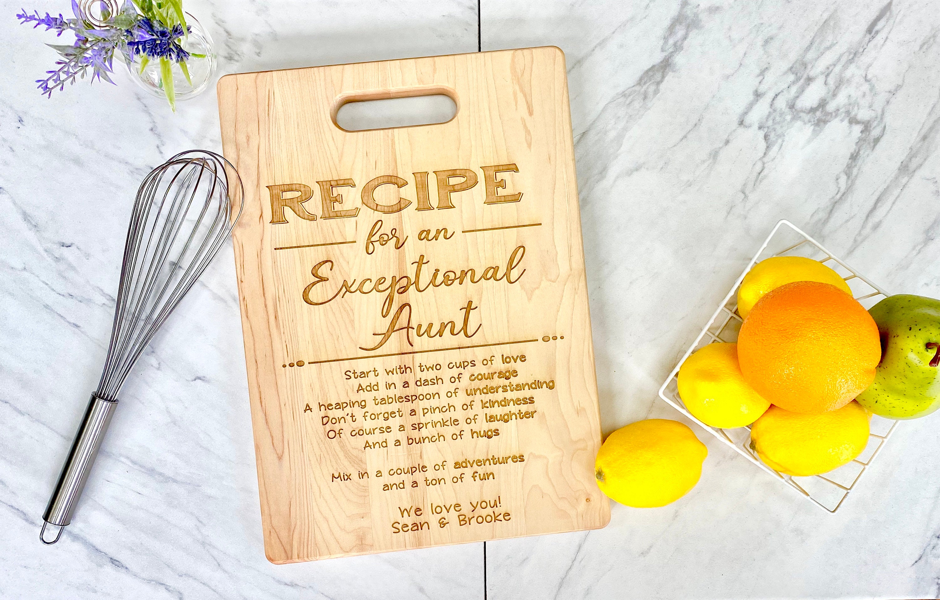 Recipe for an Exceptional Aunt Cutting Board Customized 