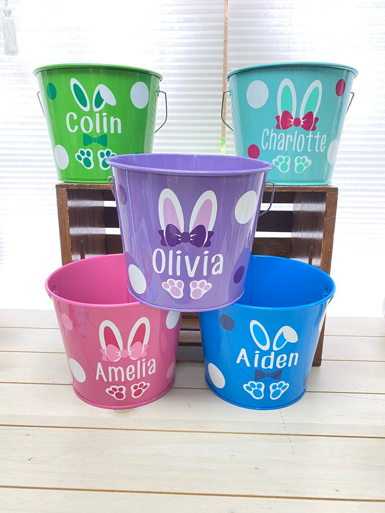 Metal Easter Buckets Personalized Etsy