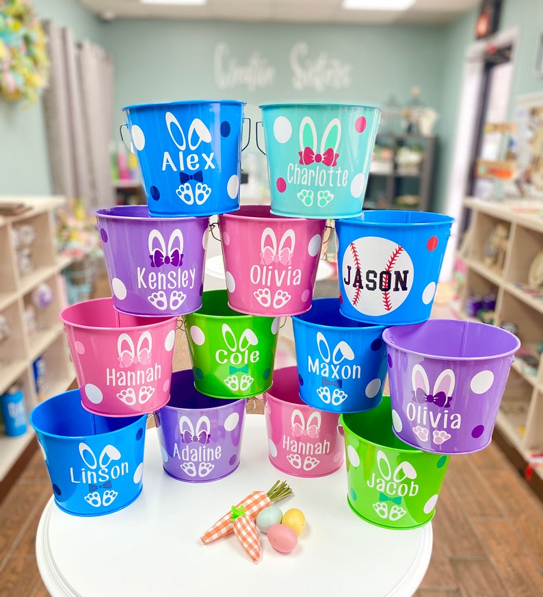 Metal Easter Buckets Personalized Etsy