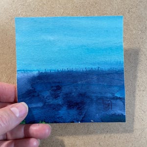 Imaginary landscape. Minimalist contemporary watercolor - Abstract seascape - Direct from the artist - Wall art painting