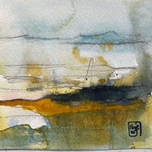 Contemporary abstract colorful landscape - Original small format - hand painted - direct from the artist