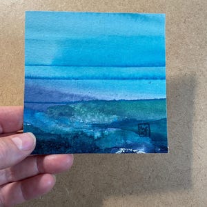 Imaginary landscape. Abstract watercolor painting - Small, frameable format - Direct from the artist, wall art painting