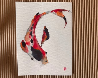 Watercolor of koi carp, Japanese fish. original hand painted watercolor, watercolor painting of animals, wall art
