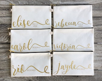 Bridesmaid Cosmetic Bag. Spa Party Favors. Phone and ID Holder.