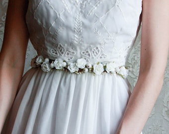 Wedding Flower Belt, Bridal Belts, Sash Belt, Wedding Dress Belts, Ivory Flower Belt, Flower Sash, Flower Sash Belt, Flower girl Accessory