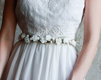 Ceinture de fleurs de mariage, Ceintures de mariée, Ceinture de ceinture, Ceintures de robe de mariée, Ceinture de fleurs ivoire, Ceinture de fleurs, Ceinture de ceinture de fleurs, Accessoire de fille de fleur