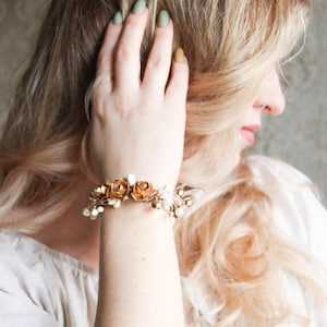 Corsage Bracelet, Wrist Corsage, Wrist Gold Bracelet, Flower Girl Accessories, Bracelet Corsage, Flower Girl Corsage, Flower Wrist Corsage image 3