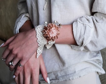 Ramillete de muñeca, accesorios de niña de las flores, ramillete de muñeca regreso a casa, ramillete bohemio, ramillete de muñeca de boda, ramillete de muñeca de marfil, ramillete simple