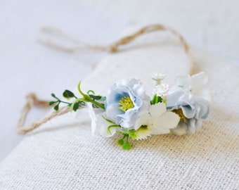 Corsage Bracelet, Blue Flower Wrist Corsage, Bride Corsage Wedding, Wrist Corsage Bracelet, Accessories Flower Girl, Bridal Wrist Corsage