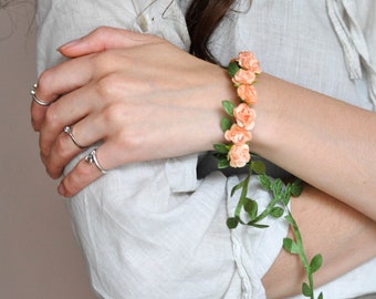 Corsage Bracelet, Burnt Orange Corsage, Wrist Corsage, Wrist Corsage for Wedding, Wrist Corsage Bracelet, Wedding Wrist Corsage, Bride Wrist