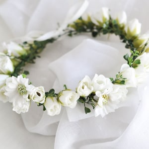 Flower Girl Flower Crown, Ivory Flower Girl Crown, Boho Flower Crown, Rustic Flower Girl Head Piece, Halo Flower Girl, Wedding Flower Crown