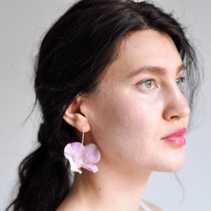 Romantic Flowers Earrings, Fabric Flowers Bridal Earrings, Bohemian Earrings, Bridesmaid Flower Accessories Earrings, Bridal Flower Earrings image 4