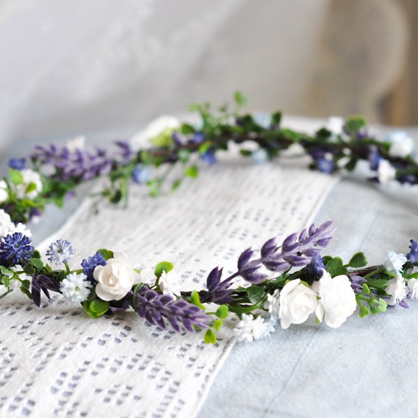 Lavender Flower Crown, Flower Girl Crown, flower Crown Wedding, Flower Girl Headpiece, Flower Girl Headband, Lavender Hair Crown, Bride Vine