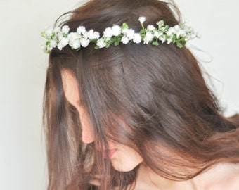 Flower Girl Crown, Babe Breath Crown, Flower Crown Wedding, White Flower Crown, Flower Headpiece, Bride Flower Crown, Small Flower Crown