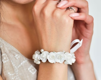 Corsage, Bracelet Corsage, Bracelet Corsage, Bracelet Petit Cosage, Mariage Corsage Blanc, Corsage Poignet Boho, Retrouvailles Corsage Rustique