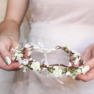 Flower Girl Crown, Flower Girl Headpiece, Flower Girl Head Wreath, Flower Girl Headband, Flower Girl Tiara, Ivory Flower Crown, Boho Crown