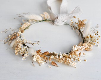 Flower Girl Flower Crown, Ivory Flower Girl Crown, Boho Flower Crown, Rustic Flower Girl Head Piece, Baby Breath Flower Crown, Headband
