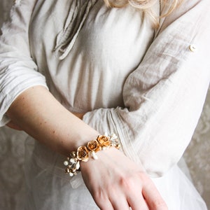 Corsage Bracelet, Wrist Corsage, Wrist Gold Bracelet, Flower Girl Accessories, Bracelet Corsage, Flower Girl Corsage, Flower Wrist Corsage image 2