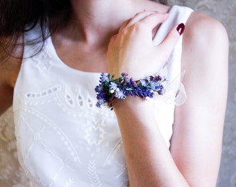 lavender Corsage, Lavender Wrist Corsage, Wrist Corsage Flower Girl, Corsage Bracelet, Lavender Flower Bracelet, Wedding Corsage Bridesmaids