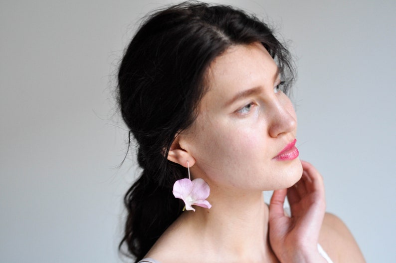 Romantic Flowers Earrings, Fabric Flowers Bridal Earrings, Bohemian Earrings, Bridesmaid Flower Accessories Earrings, Bridal Flower Earrings image 8