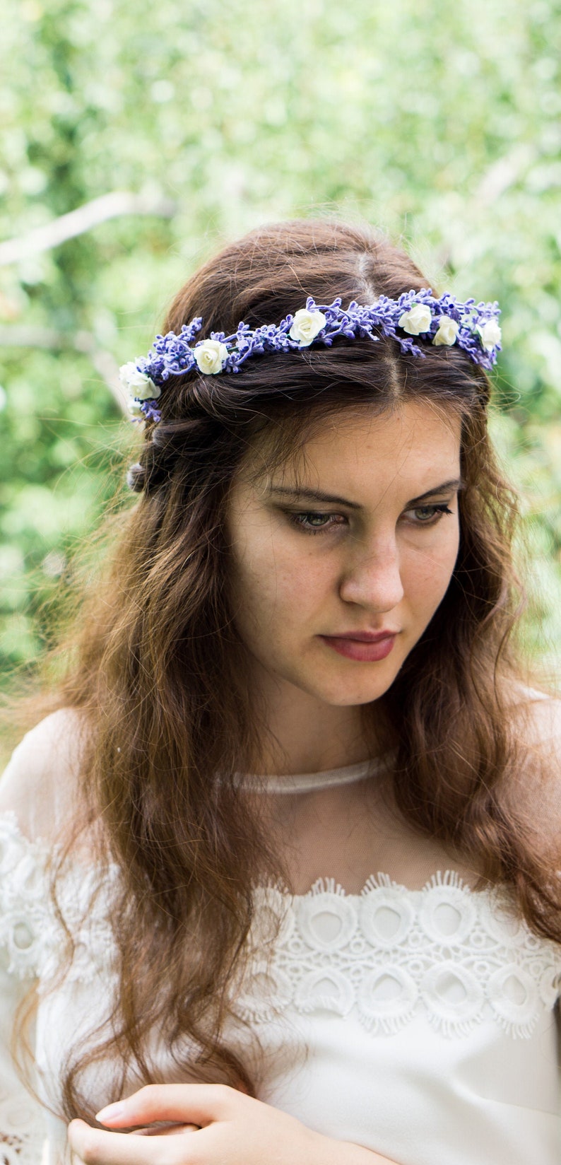 Flower Crown Wedding Flower Girl Crown Lavender Flower Etsy