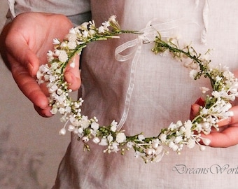 Flower Girl Crown Flower Girl Headband Flower Crown Wedding Ivory Flower Crown Flower Girl Headpiece Bride Flower Crown Flower Wreath
