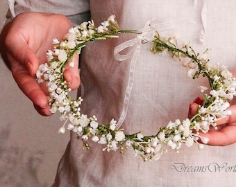 Flower Girl Crown, Flower Girl Headband, Flower Crown Wedding, Ivory Flower Crown, Flower Girl Headpiece, Bride Flower Crown, Flower Wreath