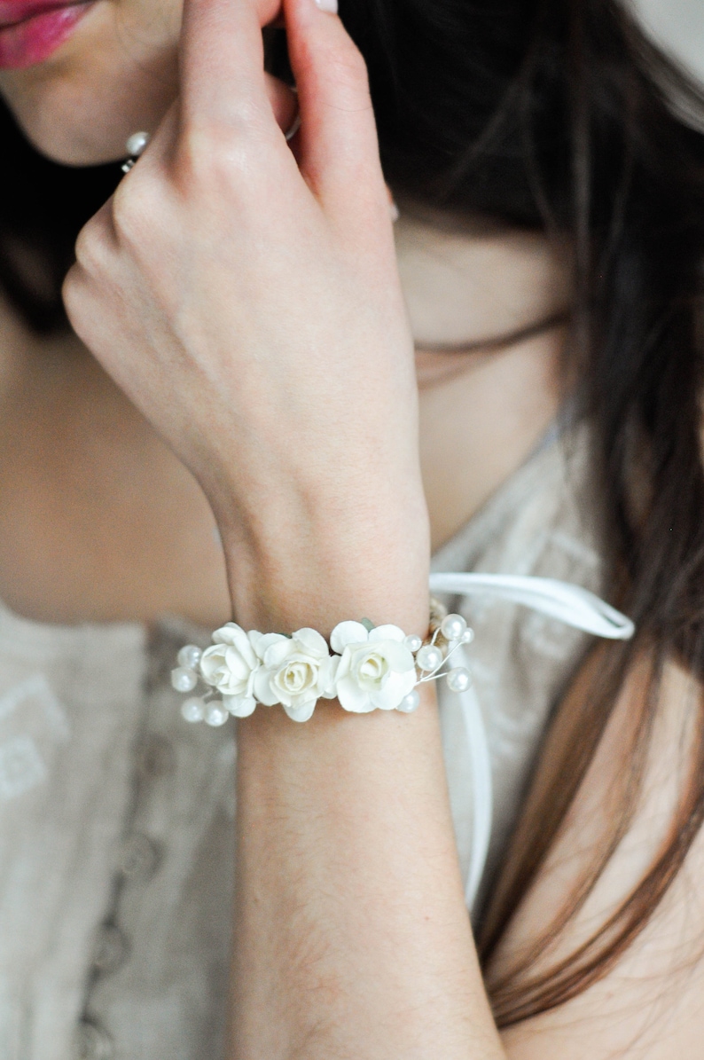 Wrist Corsage Corsage Bracelet Ivory Wedding Corsages Etsy