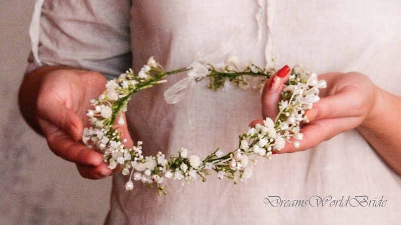 Flower Girl Crown, Flower Girl Headband, Flower Crown Wedding, Ivory Flower Crown, Flower Girl Headpiece, Bride Flower Crown, Flower Wreath image 9