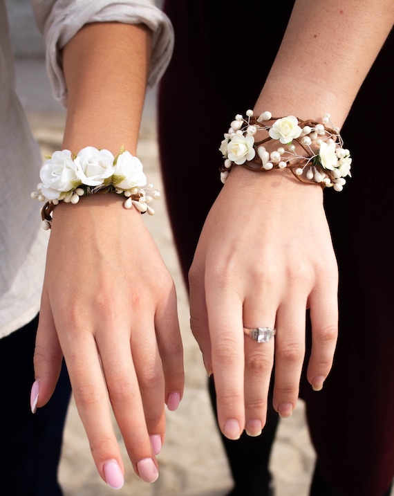 Wedding Wrist Corsage,pearl Corsage Bracelet,bridal Bridesmaid Hand Flower  Diy