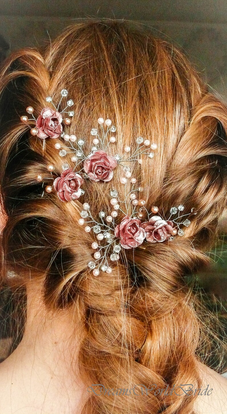 Wedding Hair Pin Bridal Hair Pins Flower Hair Piece Rose Etsy