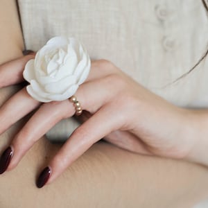 Ring, Flower Wedding Accessories, Fabric Flower Rings Jewerly, Bridal Party Gifts for Bridesmaids gifts, Ivory Flower Ring, Bridesmmaid Gift image 10