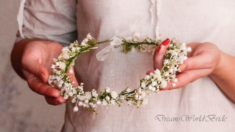 Flower Girl Crown, Flower Girl Headband, Flower Crown Wedding, Ivory Flower Crown, Flower Girl Headpiece, Bride Flower Crown, Flower Wreath image 10