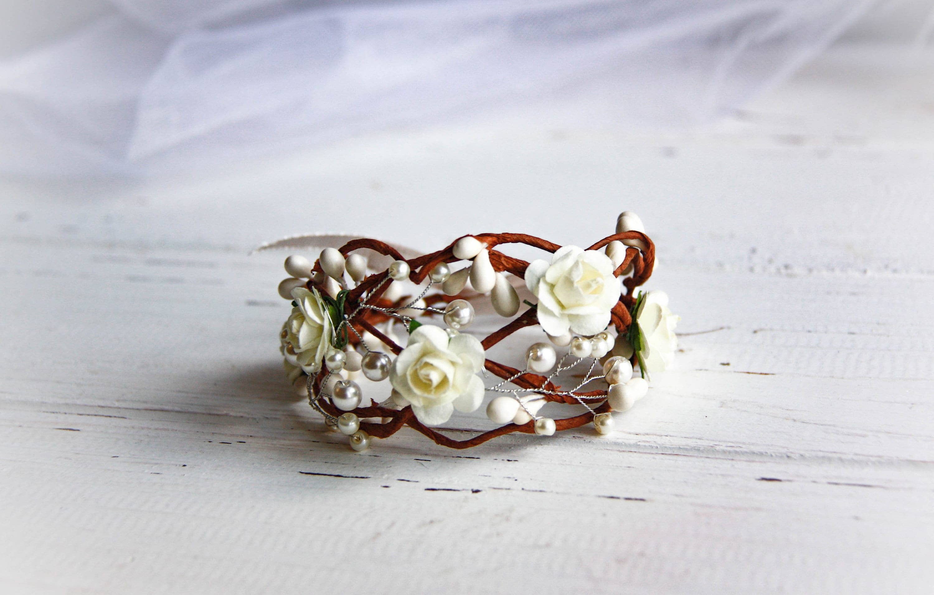 Corsage Bracelet Ivory Flower Corsage Bracelet Wrist Etsy