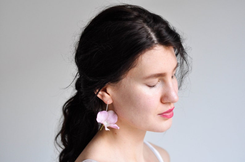 Romantic Flowers Earrings, Fabric Flowers Bridal Earrings, Bohemian Earrings, Bridesmaid Flower Accessories Earrings, Bridal Flower Earrings image 10