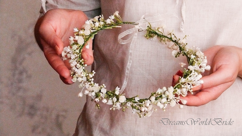 Flower Girl Crown, Flower Girl Headband, Flower Crown Wedding, Ivory Flower Crown, Flower Girl Headpiece, Bride Flower Crown, Flower Wreath image 7