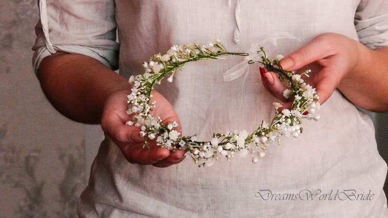 Flower Girl Crown, Flower Girl Headband, Flower Crown Wedding, Ivory Flower Crown, Flower Girl Headpiece, Bride Flower Crown, Flower Wreath image 5