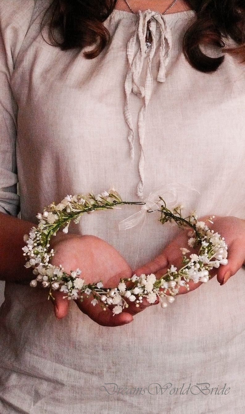 Flower Girl Crown, Flower Girl Headband, Flower Crown Wedding, Ivory Flower Crown, Flower Girl Headpiece, Bride Flower Crown, Flower Wreath image 2