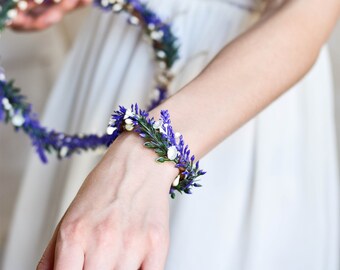 Lavender Wrist Corsage, Flower Hand Bracelet, Bridesmaids Wrist Corsage, Bridesmaids Flower Accessories, Flower Girl Accessories, Violet