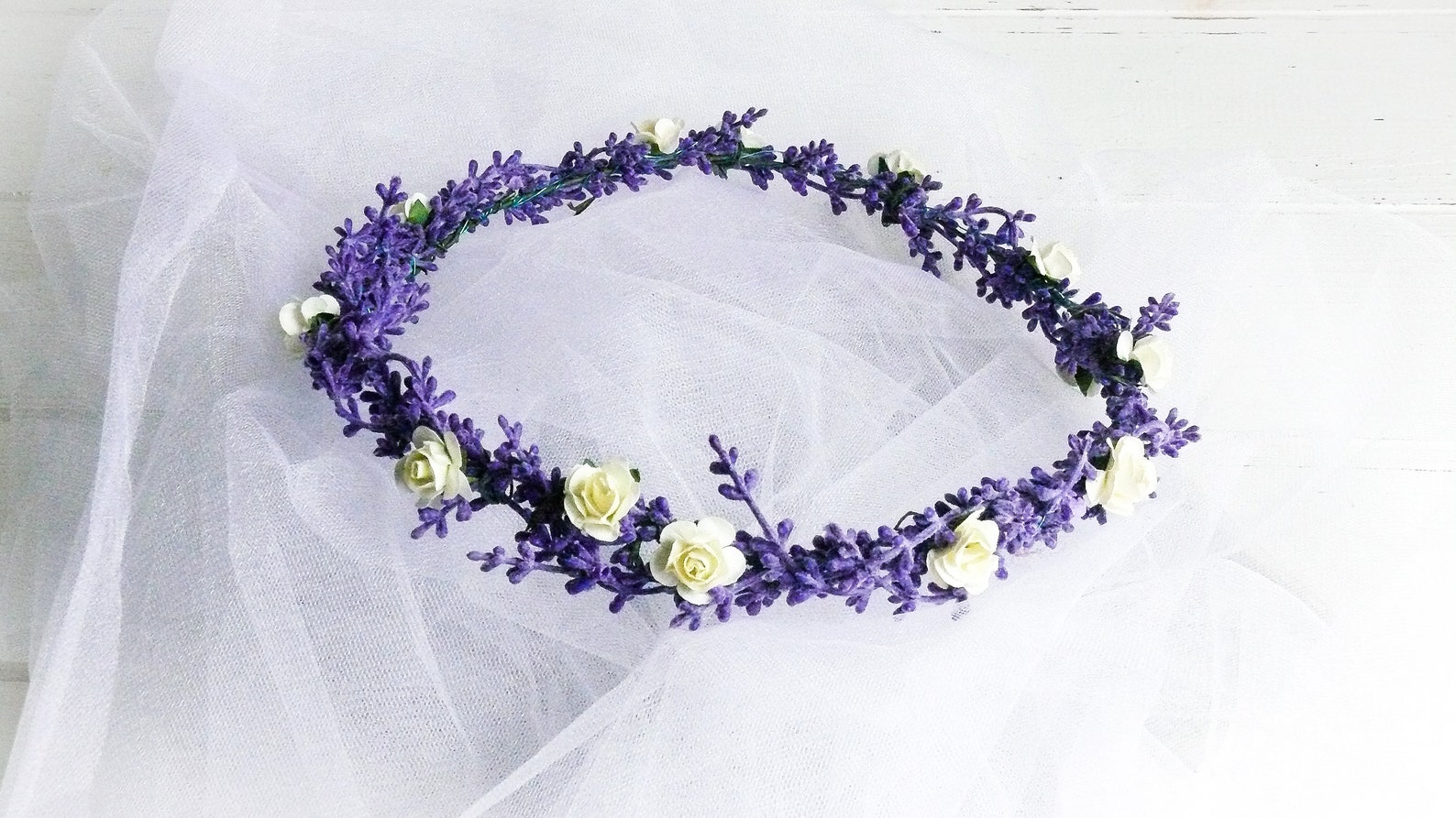 Flower Crown Wedding Flower Girl Crown Lavender Flower Etsy