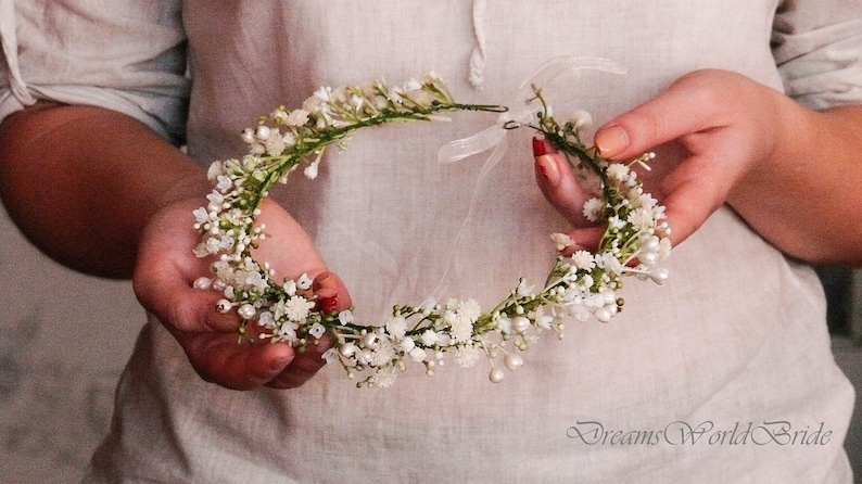 Flower Girl Crown, Flower Girl Headband, Flower Crown Wedding, Ivory Flower Crown, Flower Girl Headpiece, Bride Flower Crown, Flower Wreath image 6