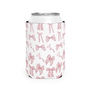 Coquette Aesthetic Watercolor Bows Can Cooler Sleeve, Preppy, Y2K