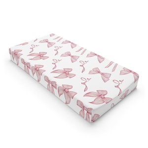 Coquette Aesthetic Watercolor Bows Baby Changing Pad Cover